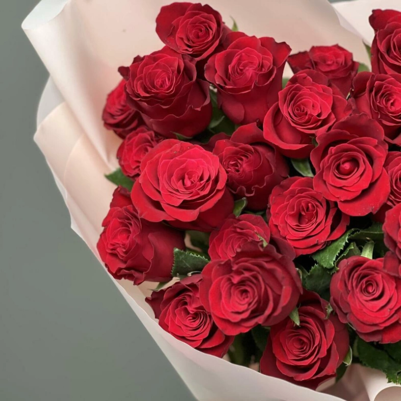 Монобукет красная роза кения 25шт