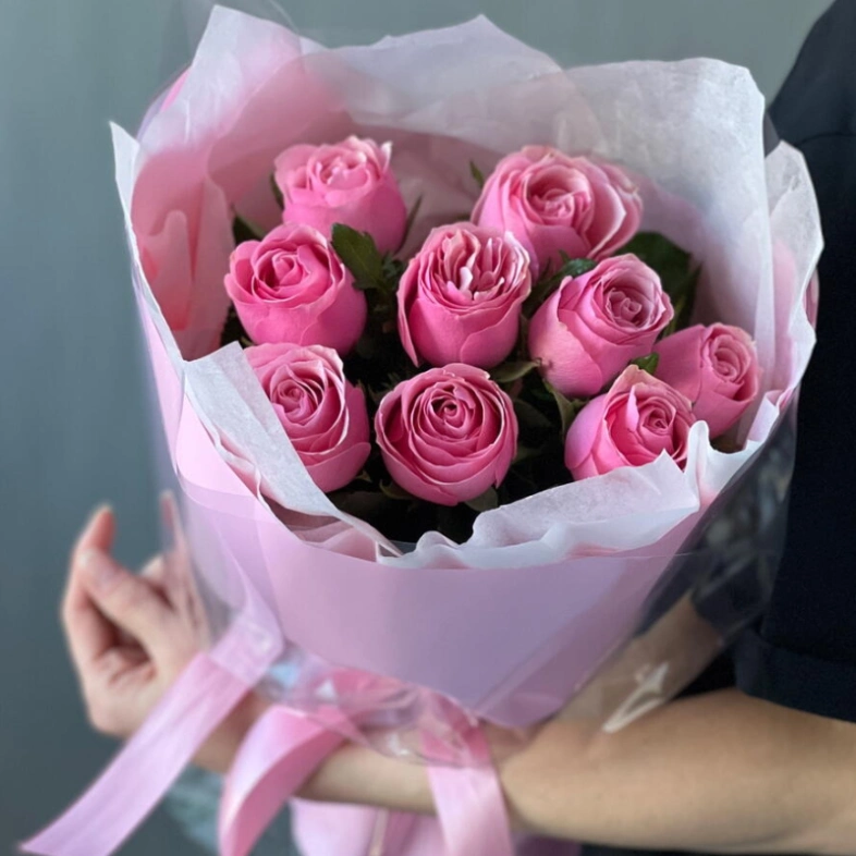 Розовая Роза Кения 9шт