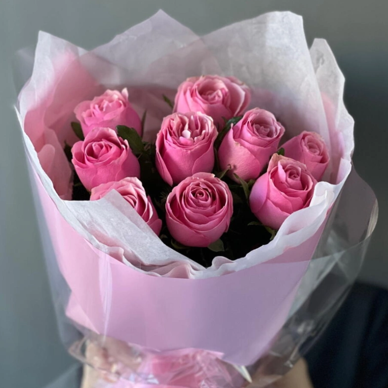 Розовая Роза Кения 9шт