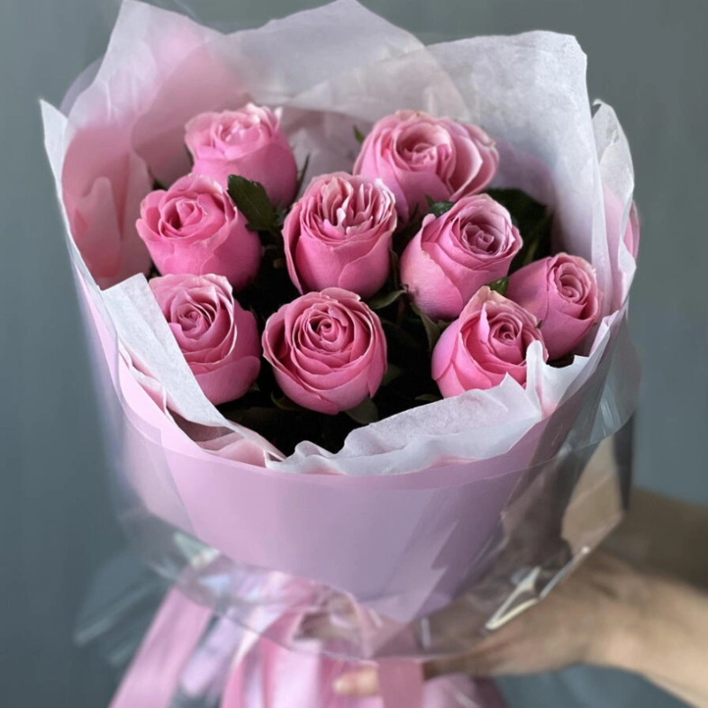 Розовая Роза Кения 9шт