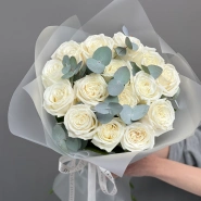 Букет 15 Плая бланка белая с эвкалиптом  0