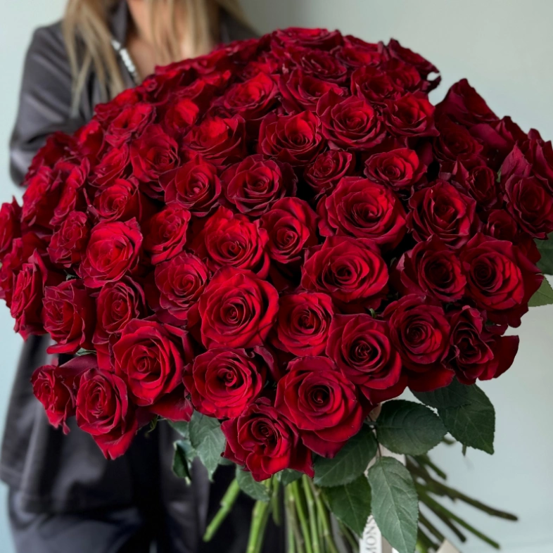 Монобукет 101 красная роза премиум 