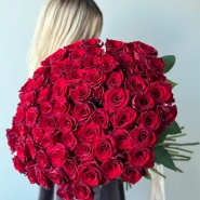 Монобукет 101 красная роза премиум  1