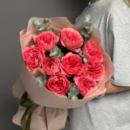 Розы с эвкалиптом «Кенди» 3