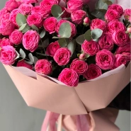 Букет кустовые розы Жизель 13 шт с эвкалиптом 2