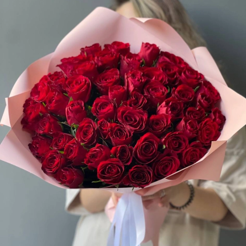 51 красная Роза Кения «Love»