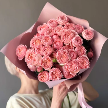 Пионовидные розы 9 Джульетта розовая пудра