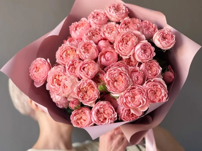 Пионовидные розы 9 Джульетта розовая пудра