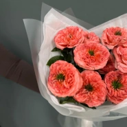 Букет пионовидная роза мандарин 9шт 3