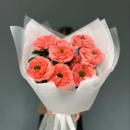 Букет пионовидная роза мандарин 9шт 1