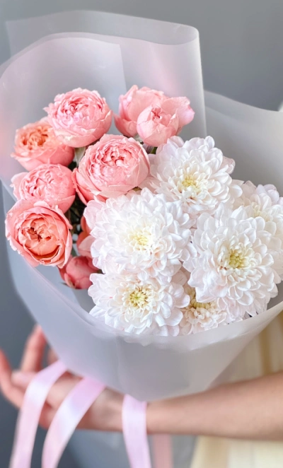 Нежный букет с пионовидными розами Джульетта