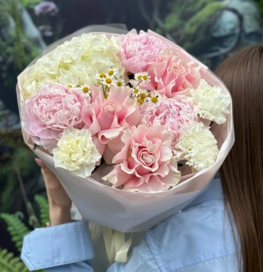 FLAMINGO BOUQUET | гортензия - пионы - розы - ромашка
