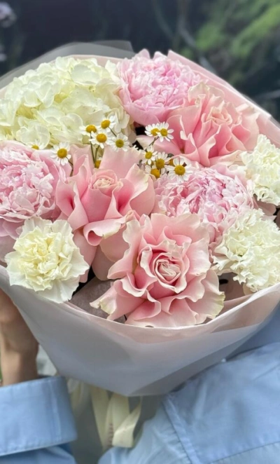 FLAMINGO BOUQUET | гортензия - пионы - розы - ромашка