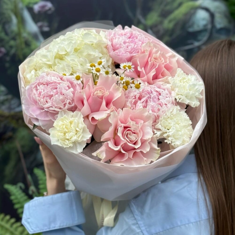 FLAMINGO BOUQUET | гортензия - пионы - розы - ромашка