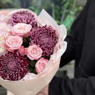 Хризантема Бигуди с кустовыми розами 4