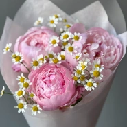 Букет пионы и танацетум 4