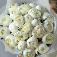 Монобукет белоснежные пионы 23 4