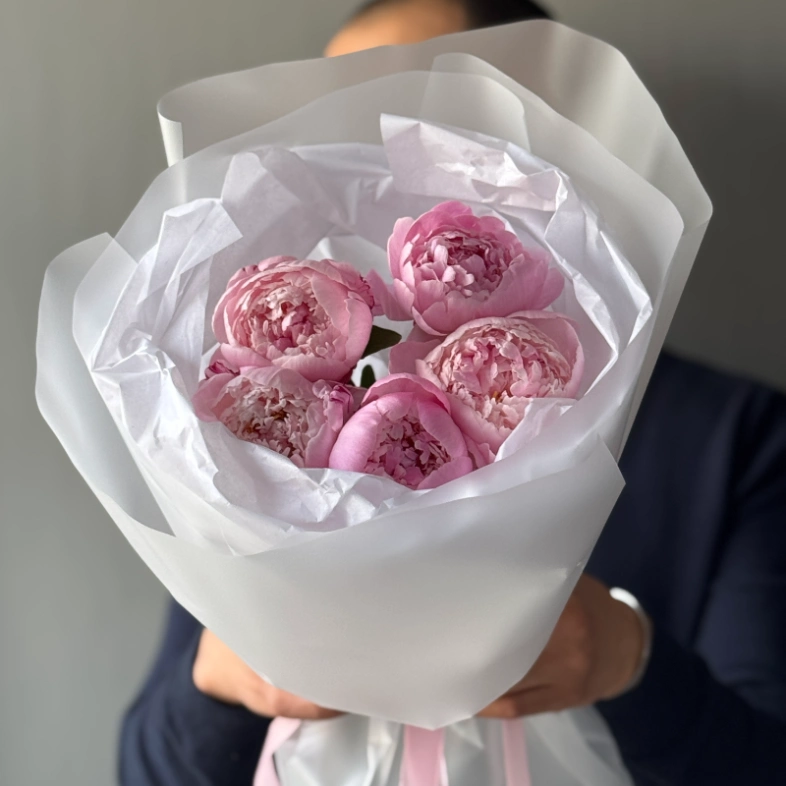 Монобукет пионы Сара Бернар 5
