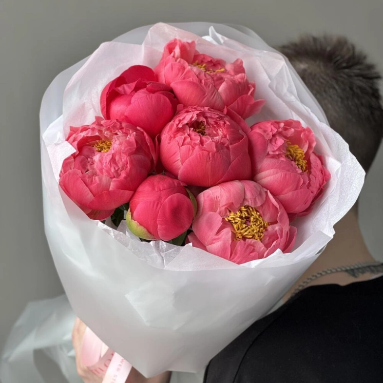 Букет «Пиономания» / пионы 7 Coral Charm