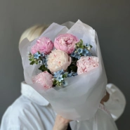 Букет «Blueberry» / 5 пион Sarah Bernard-оксипеталум 2