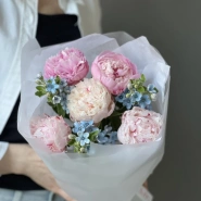 Букет «Blueberry» / 5 пион Sarah Bernard-оксипеталум 1