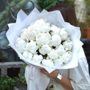 Букет &laquo;Пиономания 2.0&raquo; | белый пион 25 0