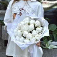 Букет &laquo;Пиономания 2.0&raquo; | белый пион 25 2