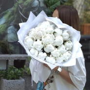 Букет &laquo;Пиономания 2.0&raquo; | белый пион 25 1