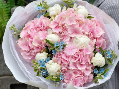 Пионы, гортензии и незабудки