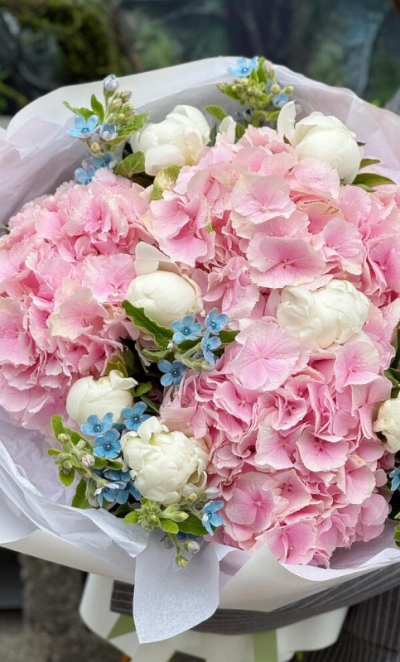 Пионы, гортензии и незабудки