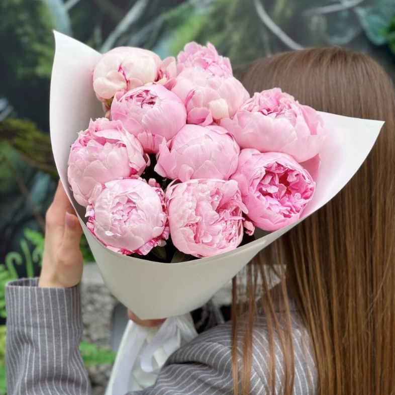 9 розовых пионов Сара Бернар