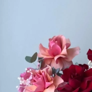 Цветы в шляпной коробке «Французские розы и эвкалипт» 3