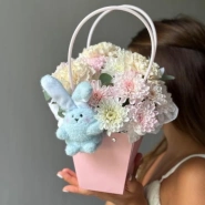 Цветы в коробке и зайка 2