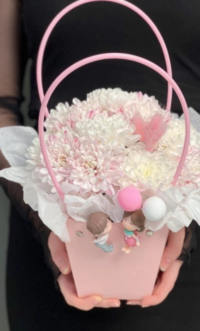 Цветы в коробке «Влюбленная парочка»