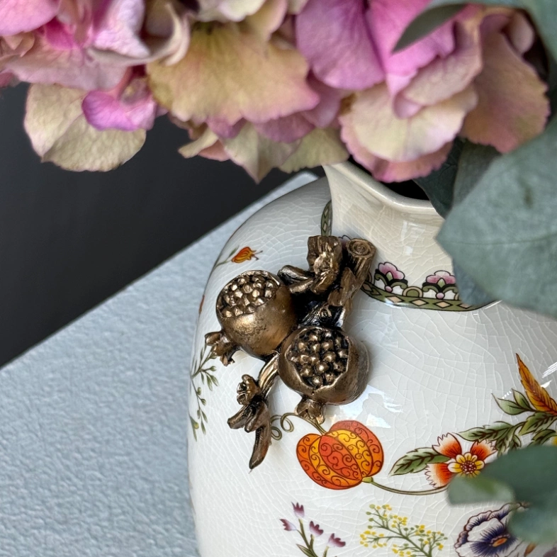 Керамическая винтажная ваза с росписью