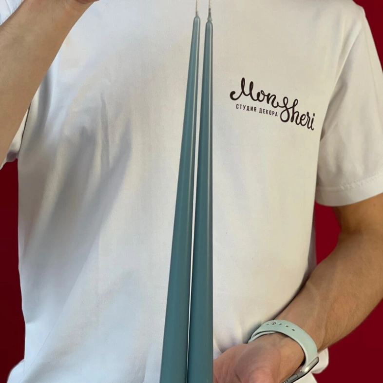 Набор свечей авторские серо-синяя 35см