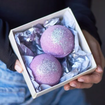 Бокс:Бомбочки ярко-фиолетовые с ароматом CHOKOLAD 2 в наборе