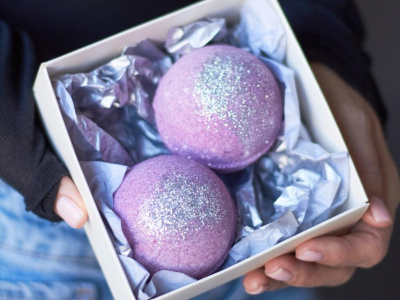 Бокс:Бомбочки ярко-фиолетовые с ароматом CHOKOLAD 2 в наборе