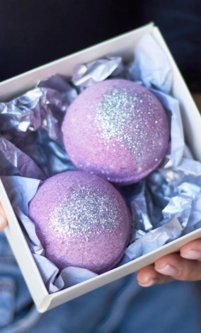 Бокс:Бомбочки ярко-фиолетовые с ароматом CHOKOLAD 2 в наборе