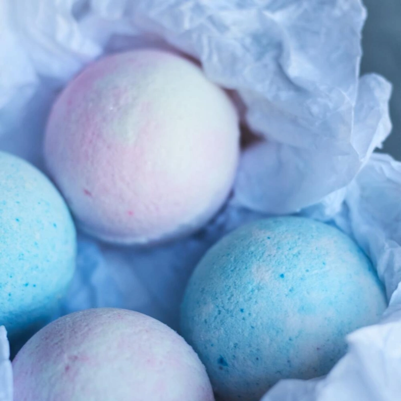 Бокс с бомбочками розово-голубой 4 шт в наборе