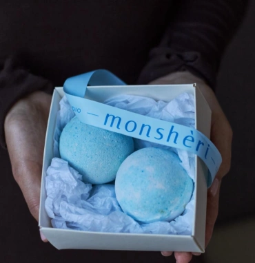 Бокс:Бомбочки для ванны голубые SPAIN MANDARIN 2 в наборе