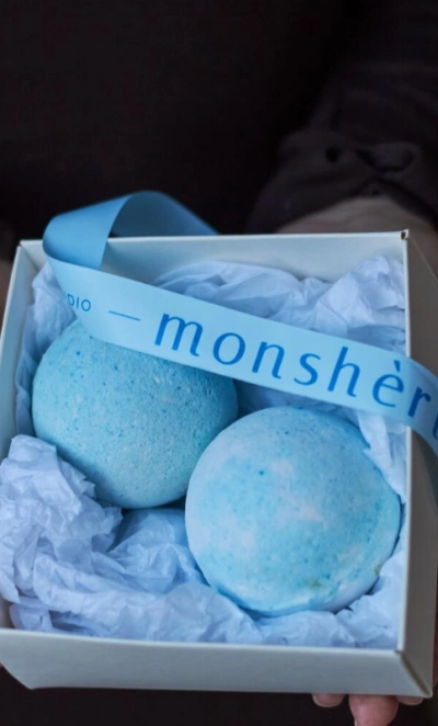 Бокс:Бомбочки для ванны голубые SPAIN MANDARIN 2 в наборе