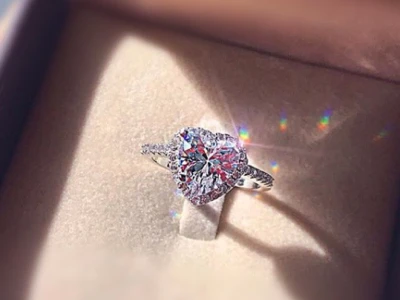 Кольцо в форме «Сердце» с цирконами 