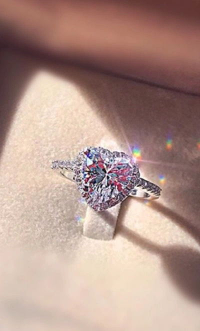 Кольцо в форме «Сердце» с цирконами 