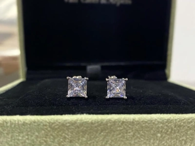 Серьги пусеты с цирконами