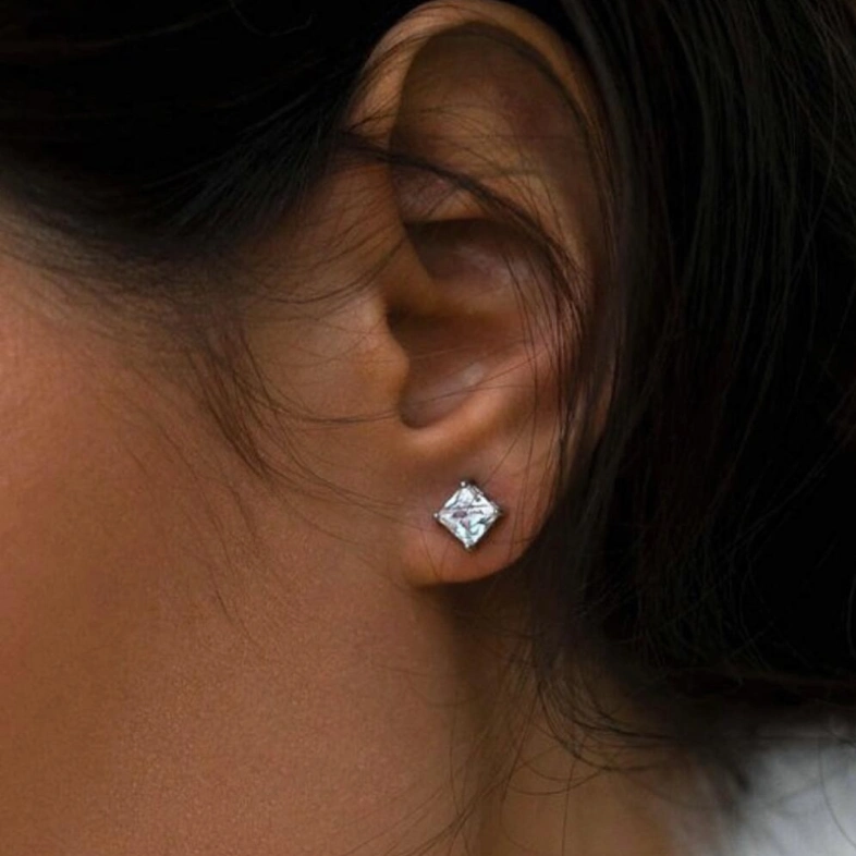 Серьги пусеты с цирконами