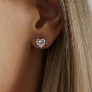 Серьги-гвоздики «Сердце» фианит  0