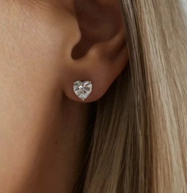 Серьги-гвоздики «Сердце» фианит 