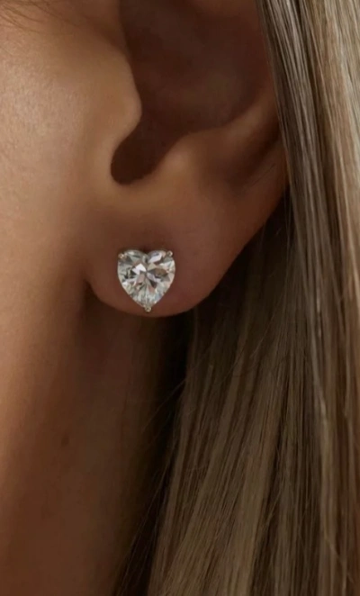 Серьги-гвоздики «Сердце» фианит 