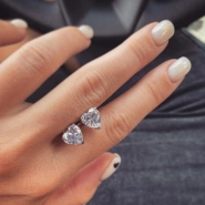 Серьги-гвоздики «Сердце» фианит  1